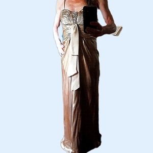 Vintage long  silk evening champagnne dress